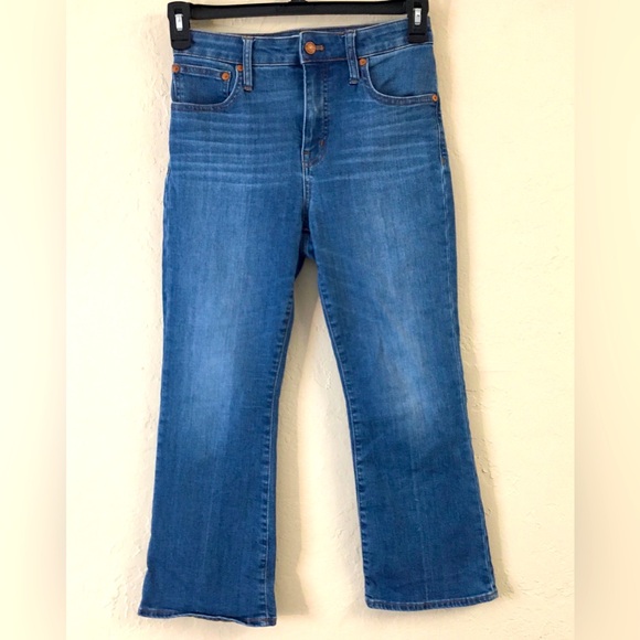 Madewell Curvy Cali Demi Boot Crop Jeans Petite 27 Blue Stretch - Picture 1 of 9
